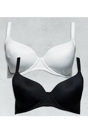 ASOS Pack de 2 sujetadores invisibles de color negro y blanco moldeados de microfibra de ASOS DESIGN Curve-Multicolor