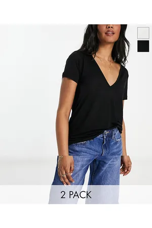 ASOS Pack de 2 camisetas holgadas con cuello de pico de color de -Multicolor