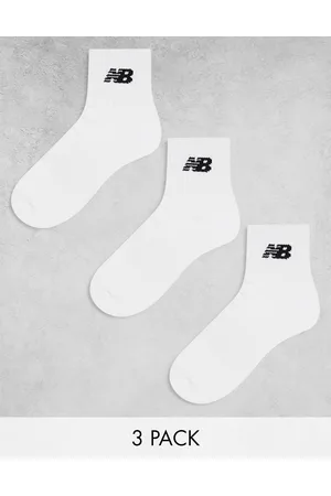 New Balance Pack de 3 pares de calcetines tobilleros blancos con logo de