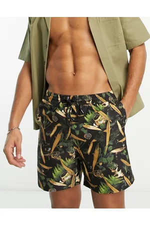 Carhartt Shorts de baño negros con estampado Slater de