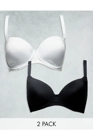 ASOS Pack de 2 sujetadores de copas grandes de color negro y blanco básicos con copas moldeadas de microfibra de -Multicolor