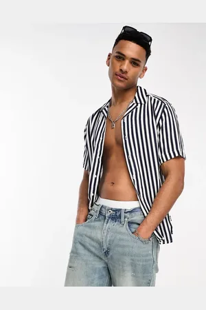 Only & Sons Camisa azul marino con cuello de solapas de