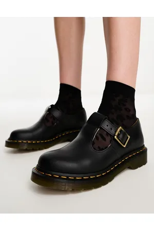 Dr. Martens Zapatos negros estilo merceditas de cuero liso Polley de