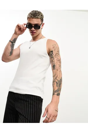 ASOS Camiseta sin mangas ajustada de canalé en de