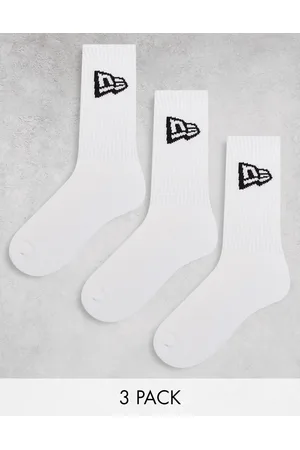 New Era Pack de 3 pares de calcetines blancos con logo de bandera de