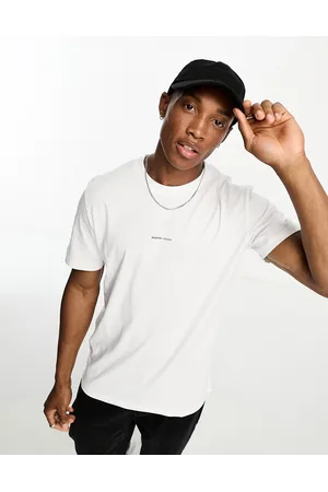 SELECTED Camiseta blanca extragrande con logo pequeño en el pecho de