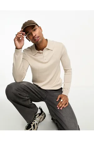 Only & Sons Polo beis de manga larga de punto de -Beis neutro