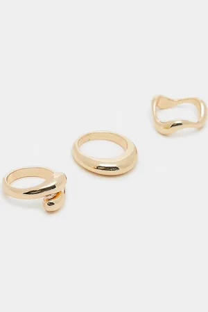 ASOS Pack de 3 anillos dorados con diseños combinados minimalistas de