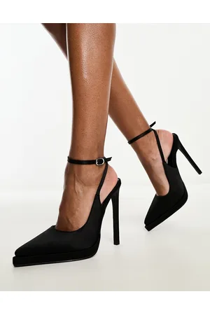 Simmi London Zapatos de salón negros de tacón con plataforma de satén Landen de SIMMI London