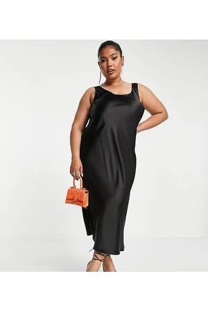 ASOS Vestido lencero midi con cuello ancho de ASOS DESIGN Curve