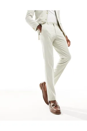 JACK & JONES Pantalones de traje color crema de corte slim de Premium-Blanco