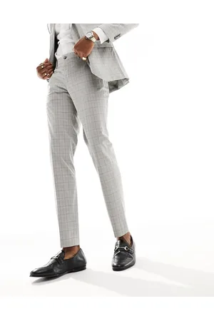 JACK & JONES Pantalones de traje beis a cuadros de corte slim de Premium-Beis neutro