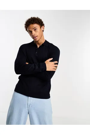 Only & Sons Polo azul marino de manga larga de punto de