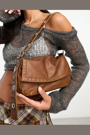 ASOS Bolso de hombro tostado lavado con correa con ojales de -Marrón