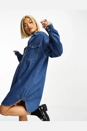 ONLY Vestido camisero vaquero corto extragrande de