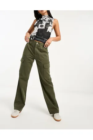 ONLY Pantalones cargo caquis de pernera recta de -Verde