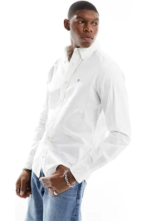 GANT Camisa Oxford blanca de corte slim con logo de