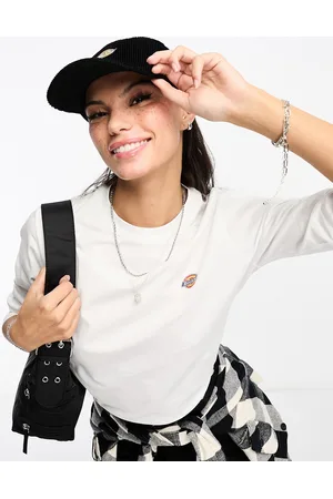 Dickies Camiseta blanca de manga larga con logo pequeño en la parte izquierda del pecho Mapleton de