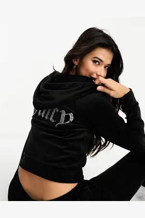 Juicy Couture Sudadera negra con capucha y cremallera de velour de (parte de un conjunto)