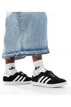 adidas Zapatillas de deporte negras con detalles blancos Gazelle de