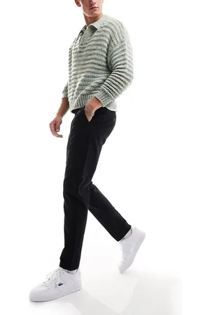 SELECTED Pantalones gris oscuro de corte slim con acabado cepillado de