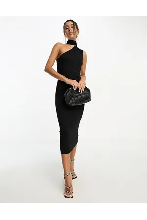 ASOS Vestido midi con cuello halter asimétrico de