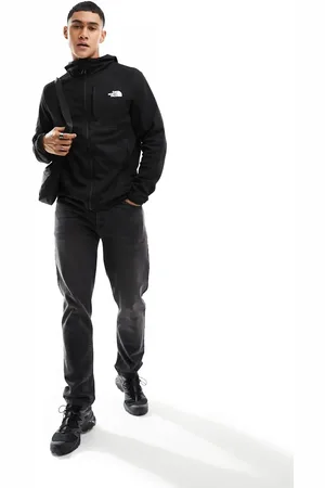 The North Face Sudadera negra con capucha y cremallera de felpa técnica Canyonlands de