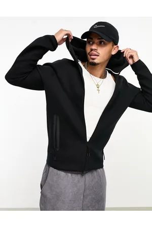 Nike Sudadera negra en tejido técnico de polar con capucha y cremallera de