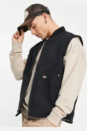 Dickies Chaleco negro con lavado a la piedra de lona Duck Canvas de
