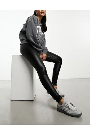 VERO MODA Leggings negros de efecto cuero de