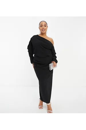 ASOS Vestido midi holgado con hombros caídos de ASOS DESIGN Curve