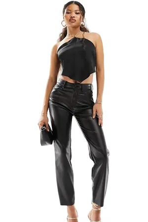 ONLY Pantalones capri negros de cuero sintético Emily de