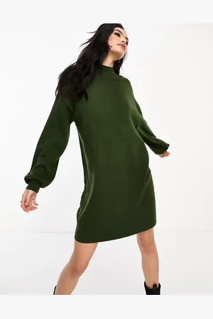 VERO MODA Vestido corto con cuello alzado de punto de -Verde
