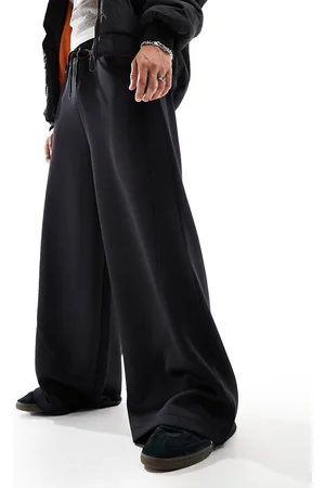 ASOS Joggers negros de pernera muy ancha de tejido efecto neopreno de