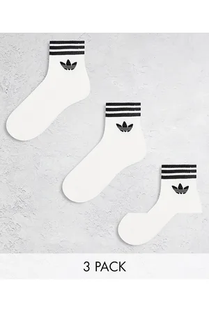 adidas Pack de 3 pares de calcetines tobilleros blancos con trébol adicolor de