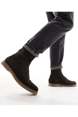 ASOS Botines Chelsea marrones de ante con suela de crepé de