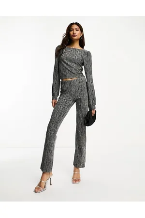 JDY Pantalones negros y plateados con purpurina de (parte de un conjunto)