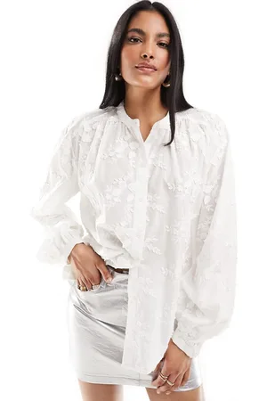 & OTHER STORIES Blusa blanca con bordado floral de