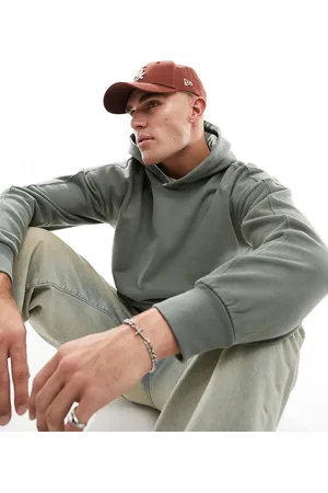 Only & Sons Sudadera verde salvia extragrande con capucha de tejido grueso de -Gris