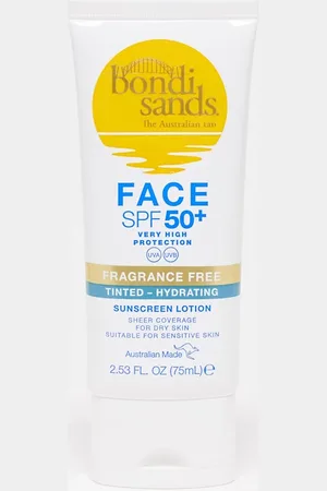 BONDI Loción hidratante facial sin perfumes con color y FPS 50+ de 75 ml de