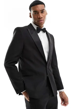 River Island Chaqueta de esmoquin negra entallada de