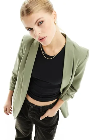 Pieces® Americana con mangas fruncidas de -Verde