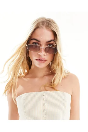 ASOS Gafas de sol marrones con montura cuadrada de metal estilo años 90 de