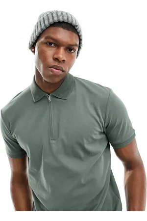 SELECTED Polo verde con media cremallera de