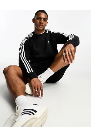 adidas Sudadera negra con tres rayas adicolor de