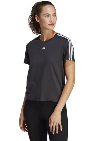 adidas Camiseta negra con diseño de 3 rayas Essentials de adidas Training-Negro