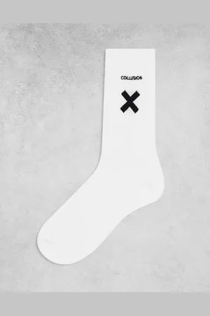 COLLUSION Calcetines blancos con logo de Unisex