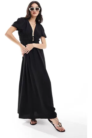 The Frolic Vestido playero largo con detalle de lazada Yasha de