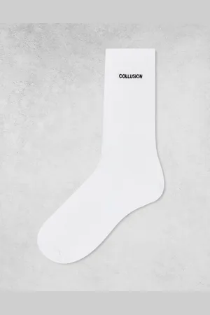 COLLUSION Calcetines blancos con logo de Unisex