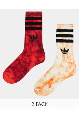 Pack de 2 pares de calcetines rojos con estampado de trifolio de adidas  Originals